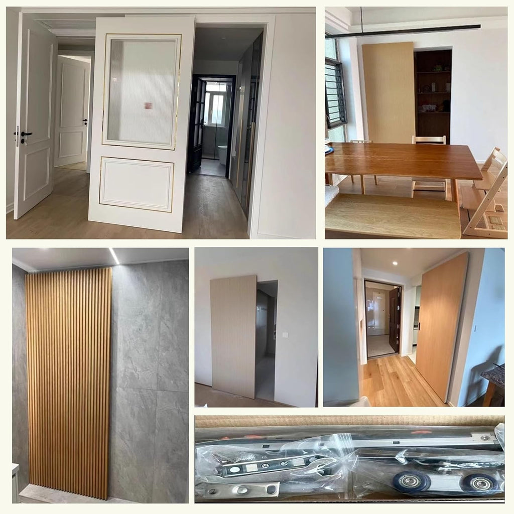 Concealed Sliding Barn Door Hardware with Soft Close Mechanism, 82 84 89 98 104 107 124 163 170 cm Trackless Sliding Ghost Door Track, Invisible(160cm/63inch)