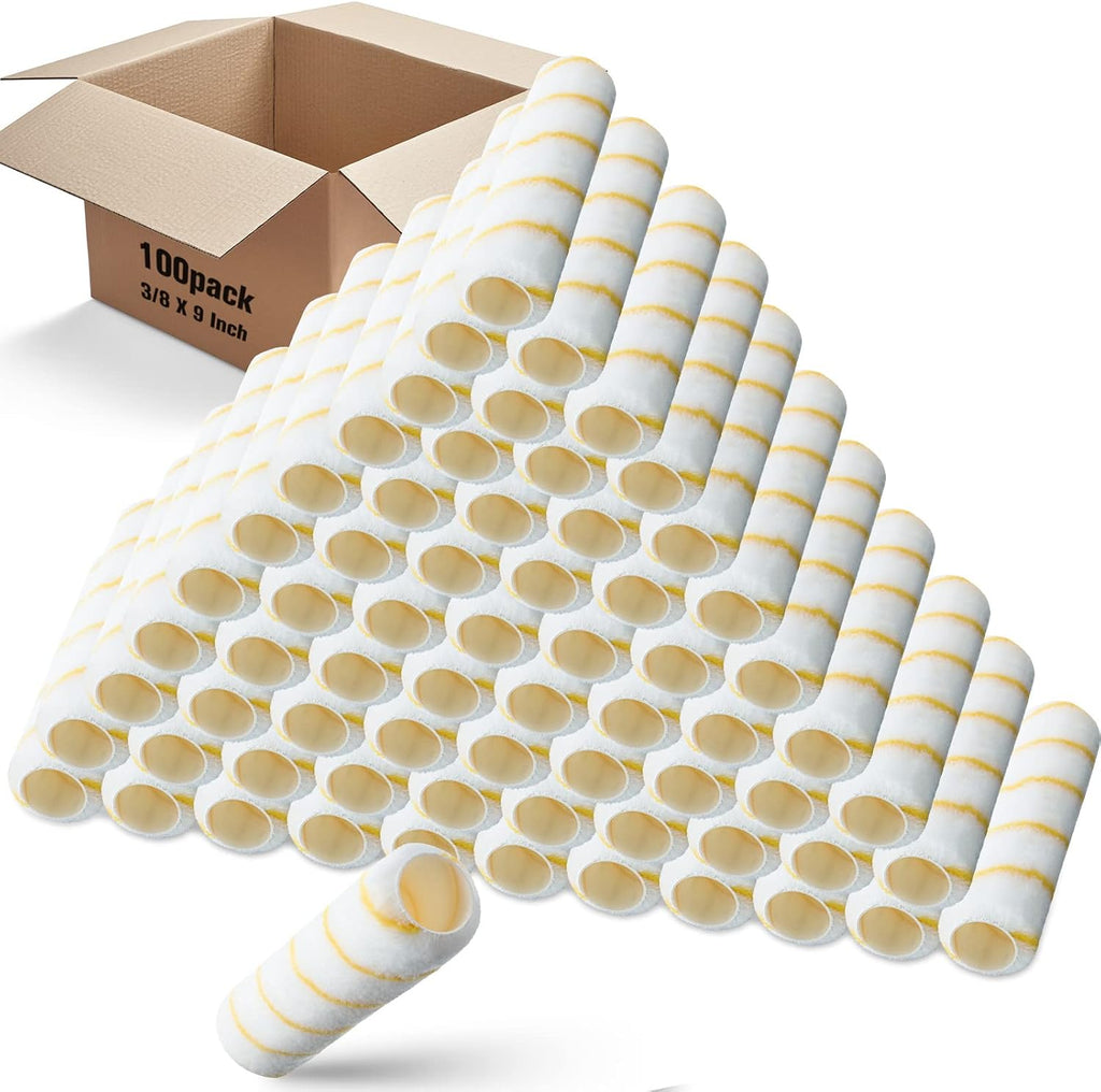 100 Pieces Paint Roller Covers 1/2 x 9 Inch Microfiber Paint Roller Covers Naps for Paint Roller Paint Brush Cover Naps House Painting Supplies