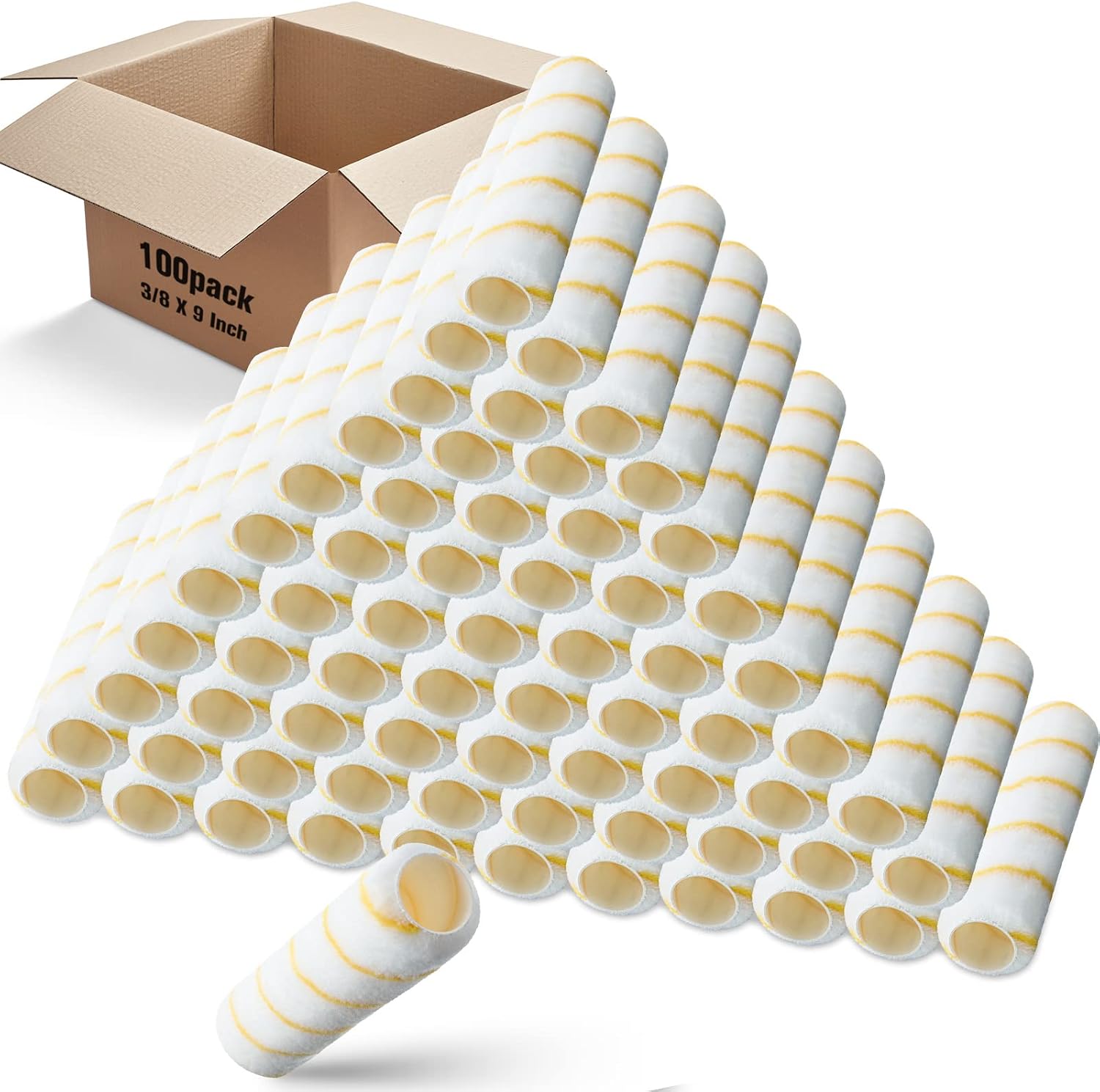 100 Pieces Paint Roller Covers 1/2 x 9 Inch Microfiber Paint Roller Covers Naps for Paint Roller Paint Brush Cover Naps House Painting Supplies