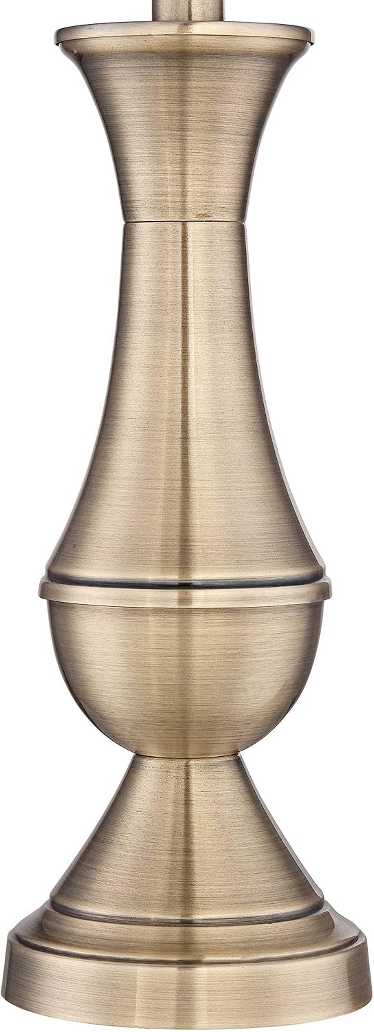 Regency Hill Becky Traditional Table Lamps 24 3/4' Tall Set of 2 Antique Brass Gold Metal Black Faux Silk Drum Shade for Bedroom Living Room House Home Bedside Nightstand Office Entryway