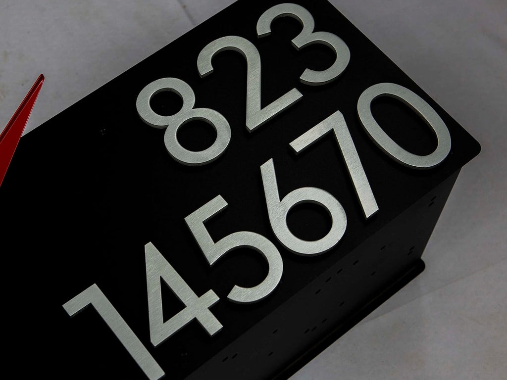 Rusty Design Contemporary Post-Mounted Mailbox with Personalized Address Numbers, Large Size #HC110 (with Six Address Numbers)