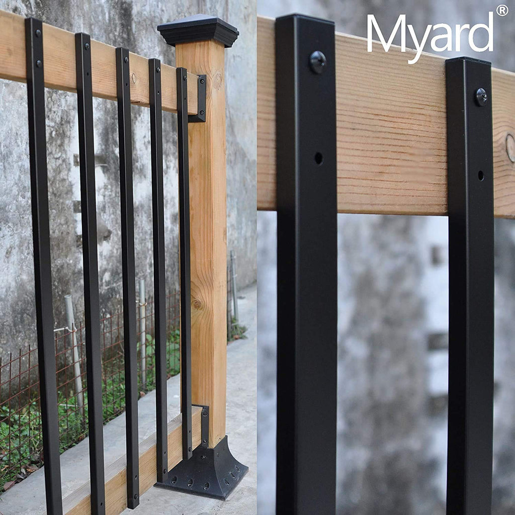 Myard 38 Inches Traditional Rectangle Aluminum Deck Balusters Furniture with Screws for Wood Composite Facemount Railing, Classic Geometric Style (50-Pack, Matte Black)