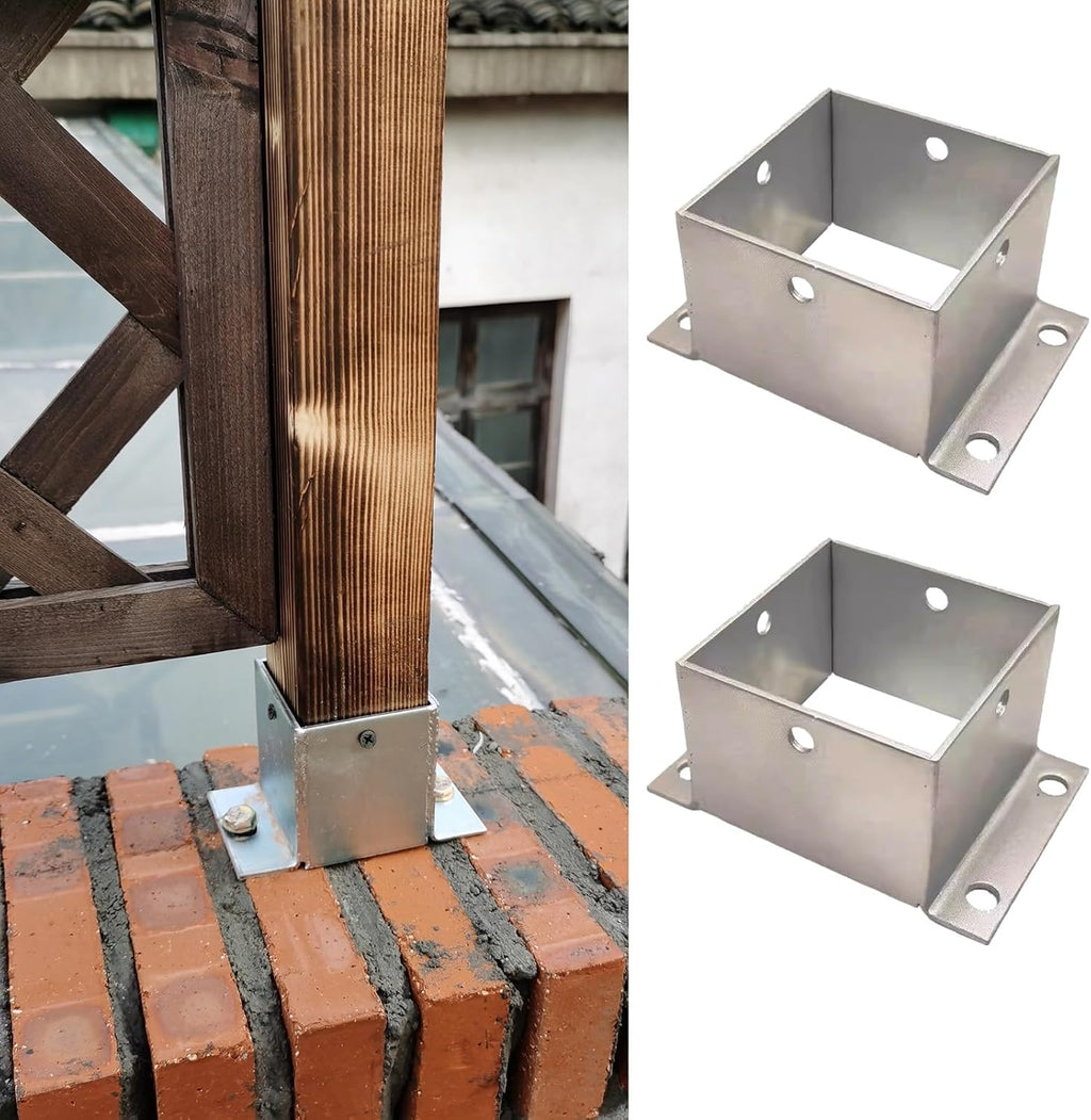 Decking Post Base for Deck Porch Handrail Railing Support, Stainless Steel Fence Post Bracket for Concrete, Pergola Stand Boots/Square Mailbox Post Anchors(2 Pcs-70x70mm)