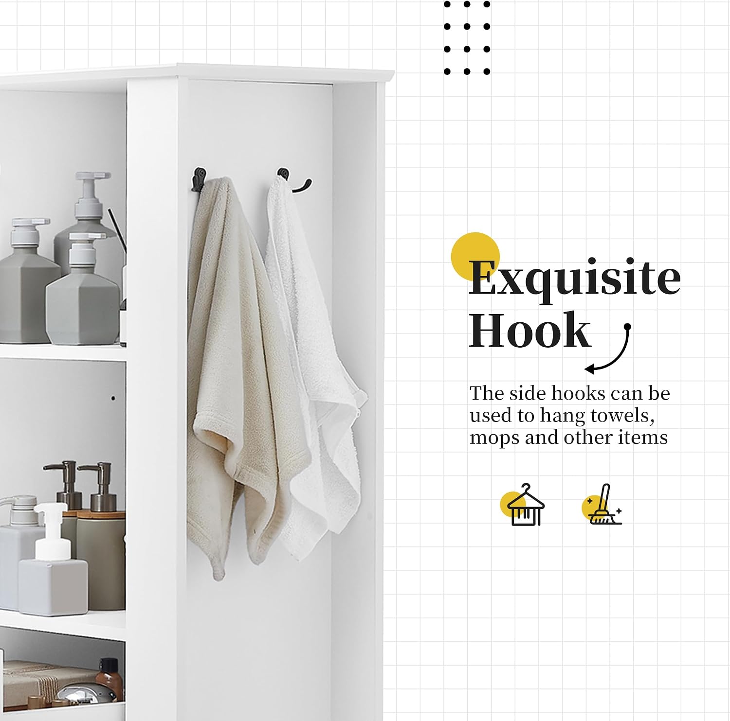 Tall Bathroom Storage Cabinet with Tilt-Out Compartment, Space Saving Bathroom Accent Storage Cabinet with Adjustable Shelves, Modern Freestanding for Home Kitchen, Living room (White Style5)