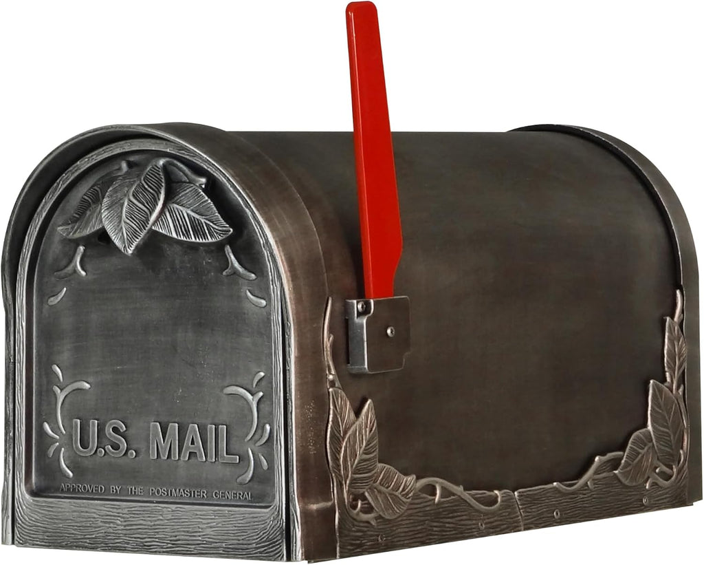 Special Lite Floral Curbside Mailbox - Swedish Silver Cast Aluminum Mailbox for Post Mount - SCF-1003-SW