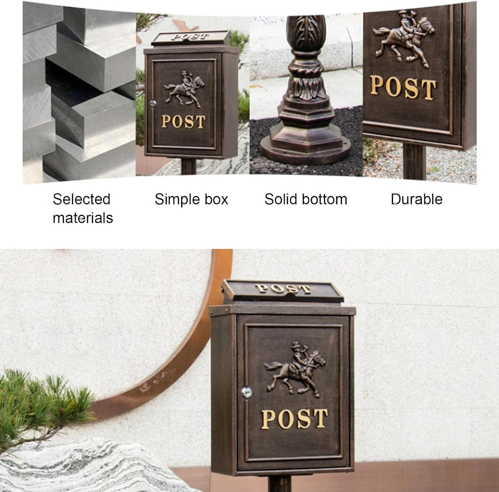 Mailboxes for Outside, Mailboxes for Outside with Post, Mailbox with Post, Metal Mailbox, Post Mount Mailbox, Cast Aluminum Mailbox, Locking Residential Mailboxes for Outside(Black)