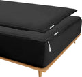 Zip On Sheets™ Zipper Fitted Sheet Queen Size - Upto 16' Inch Deep Pockets - Includes 1 Fitted Sheet Base & 2 Zip-On Sheets - Easy to Use, Sateen Cotton 500 TC Fitted Sheet - Black
