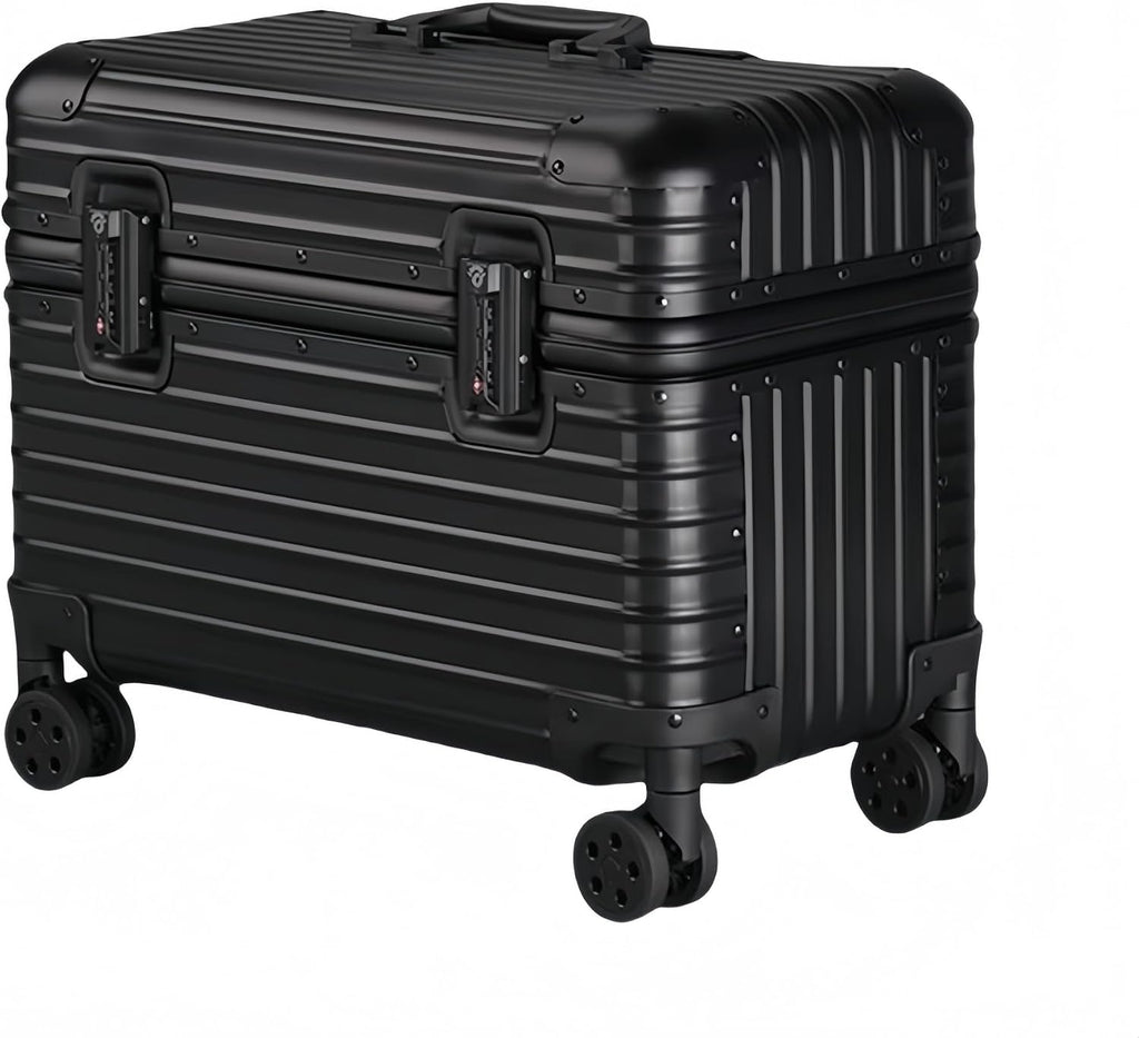 Full Aluminum Camera Carry-On Luggage DSLR Shockproof TSA lock Photography Gear Case with Removable Dividers & 360° detachable Wheels Luggage Rolling trolley case storage case (black)