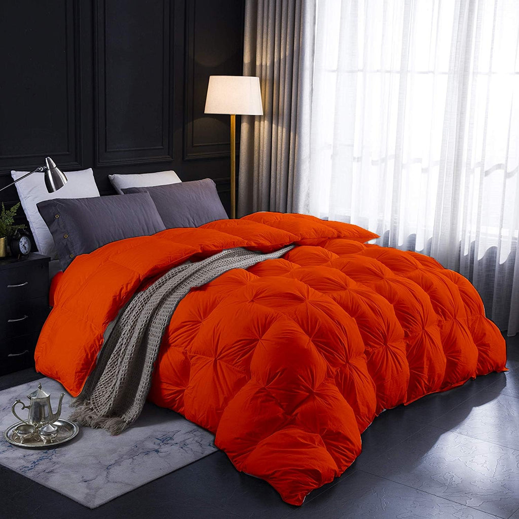 Fluffy & Thick 1500-TC Pinch Pleated Down Comforter Queen Size 88 x 92 Inches 1-Piece All-Season Duvet Insert, 850 GSM Micro Fill with All Side Corner Tabs 100% Egyptian Cotton