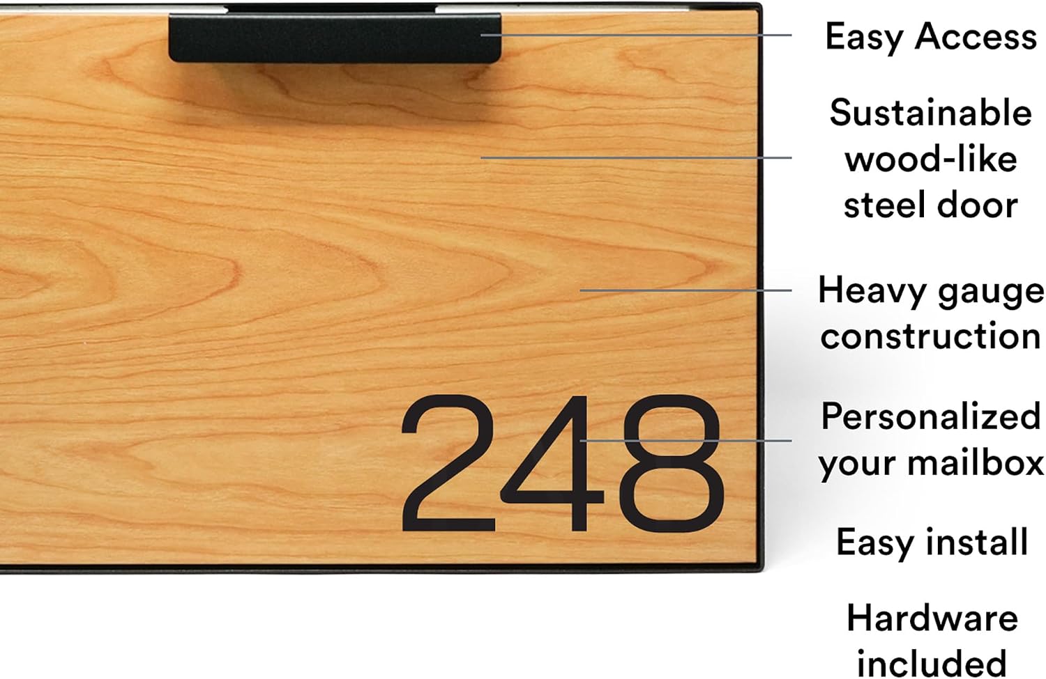 Movo Home Wall Mount Mailbox, Modern Wood Mailbox for House Allen
