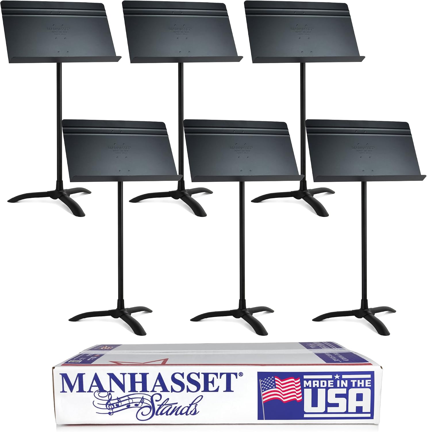 Manhasset Music Stand for Sheet Music, 48 Symphony Model (6-Pack) + Manhasset 1920 Short Storage Cart for Music Stands