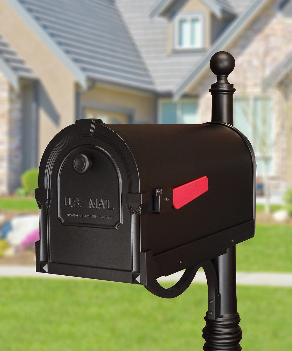 Special Lite Savannah Curbside Mailbox - Black Aluminum Mailbox for Post Mount - SCS-1014-BLK