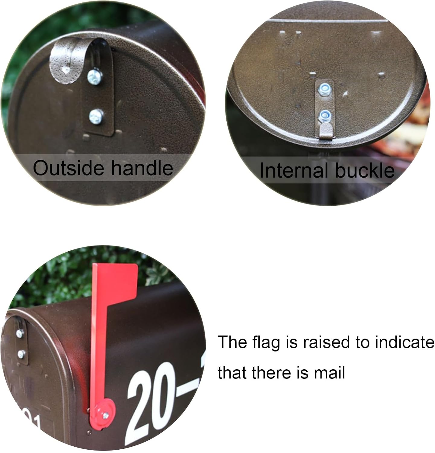 Mailboxes for Outside with Post, Mail Boxes for House Outside, Mailboxes, Black Mailbox, Post Mount Mailbox, Metal Mailbox and Post Kit, Lockable Outside Postbox(Brown)