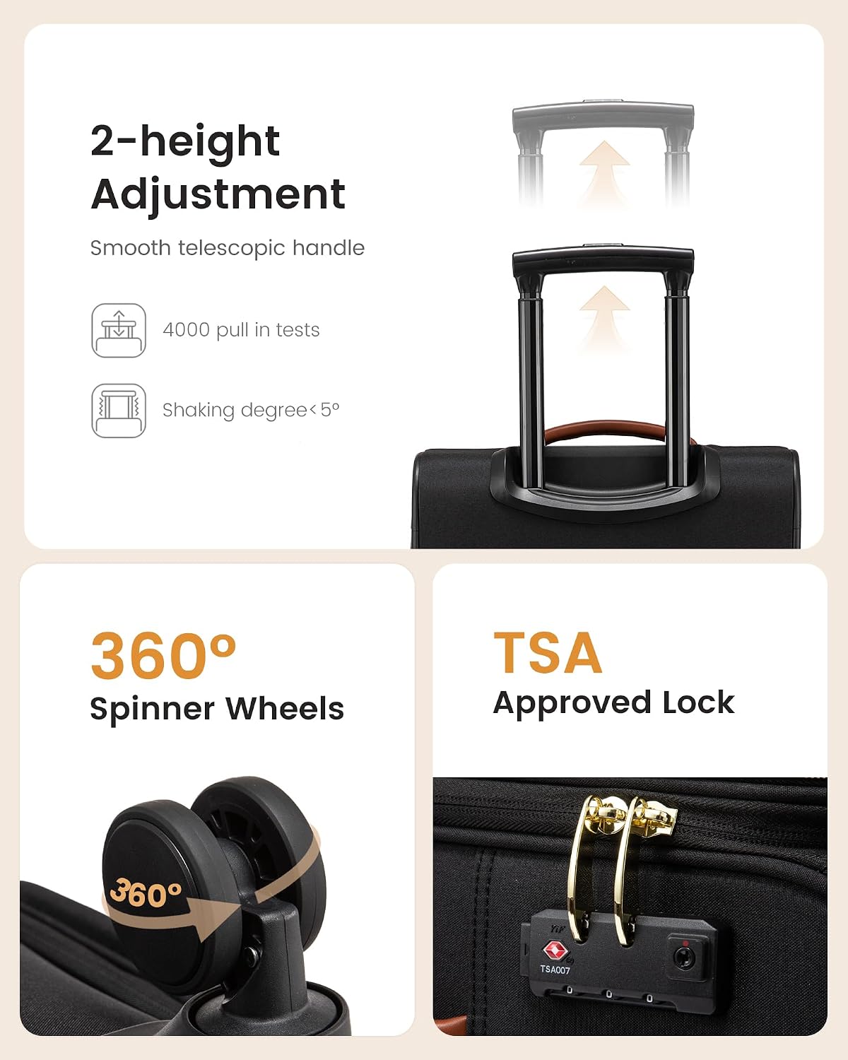 LOVEVOOK Carry on Luggage 22x14x9 Airline Approved with Garment Bag & Spinner Wheels, 22 Inch Large Rolling Suitcase with TSA Lock, Softside Lightweight Underseat Carryon Luggage for Women Travel, 49L
