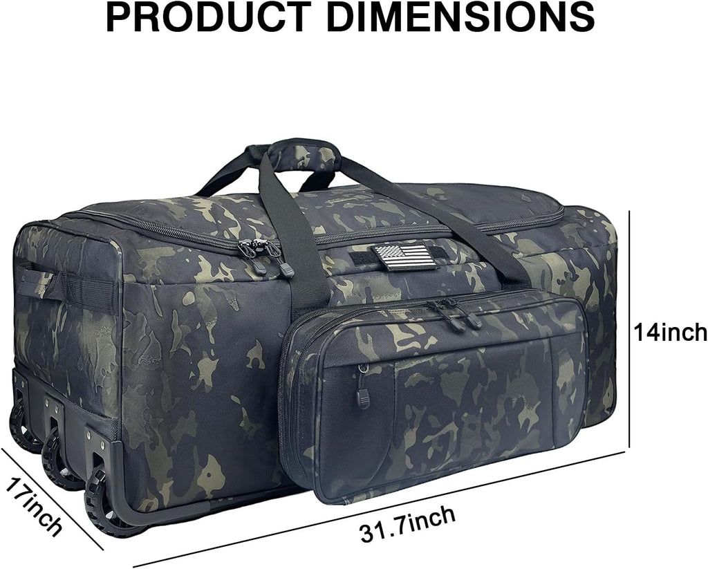 WOLT 120L Rolling Duffle Bag with Wheels, Large Deployment Military Bag, Wheeled Heavy Duty Luggage for Travel, Camping