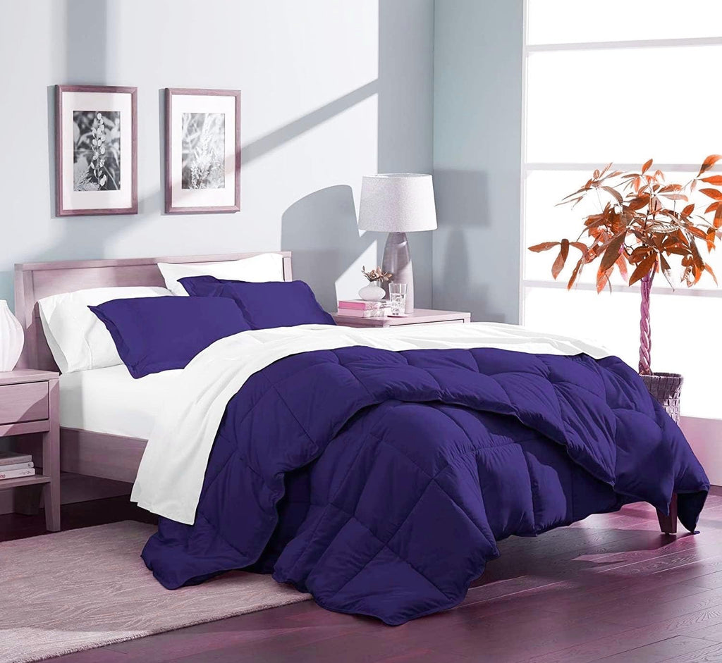 Oversized Queen All-Season Cooling Warmth Comforter Set – 3 Piece Bedding – 100% Egyptian Cotton, Long-Staple & Silky Soft – Luxury Hotel-Quality Duvet Insert – Machine Washable - Egg Plant