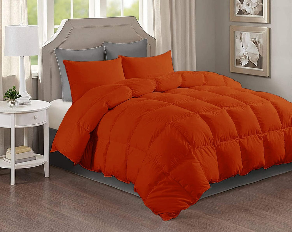100% Egyptian Cotton 800 Thread Count 400GSM 7Pcs Comforter Set and Sheet Set 18' Deep Pocket (Comforter, Flat Sheet, Fitted Sheet, Pillowcases, Pillow Sham) - Oversized Queen Size - Burnt Orange
