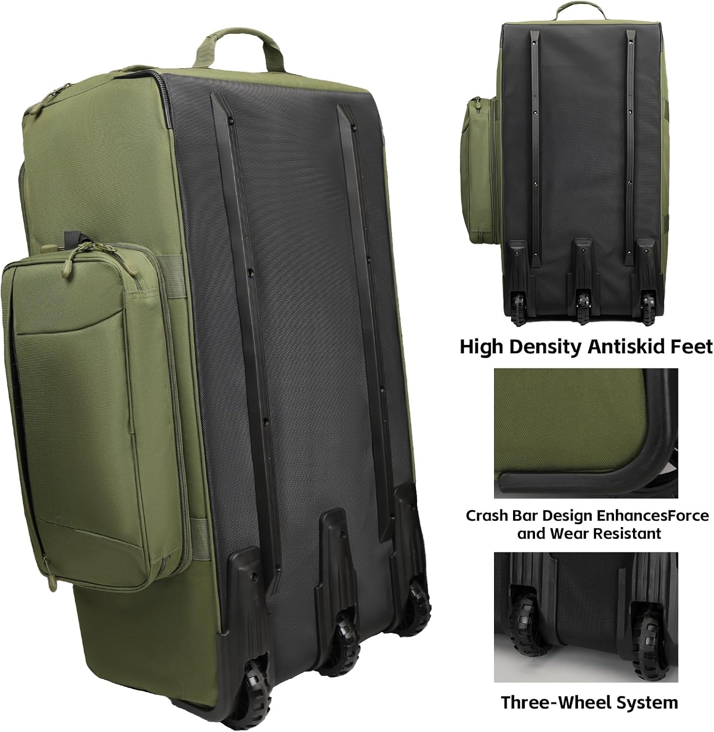 120L 3-Wheel Rolling Duffle Bag - Heavy Duty Military Deployment Bag, Durable Wheeled Duffle Luggage for Travel, Camping & Outdoor Adventures