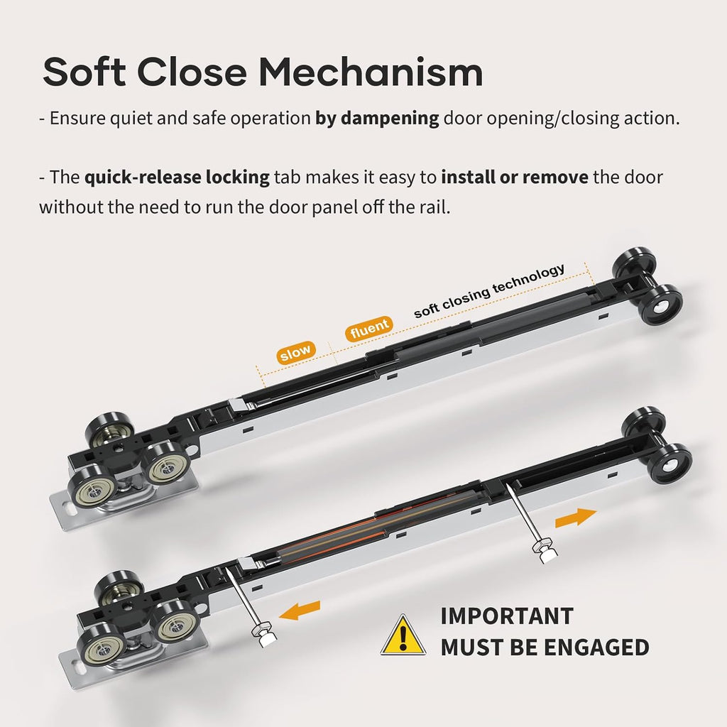 EaseLife 36x80in Pocket Door Frame Hardware Kit with Two-Way Soft Close Mechanism for 2X4 Studs Wall,Sliding Hardware for 24'-36' Wide Door,Slide Smoothly Quietly,Easy Install,No Door (36in x 80in)