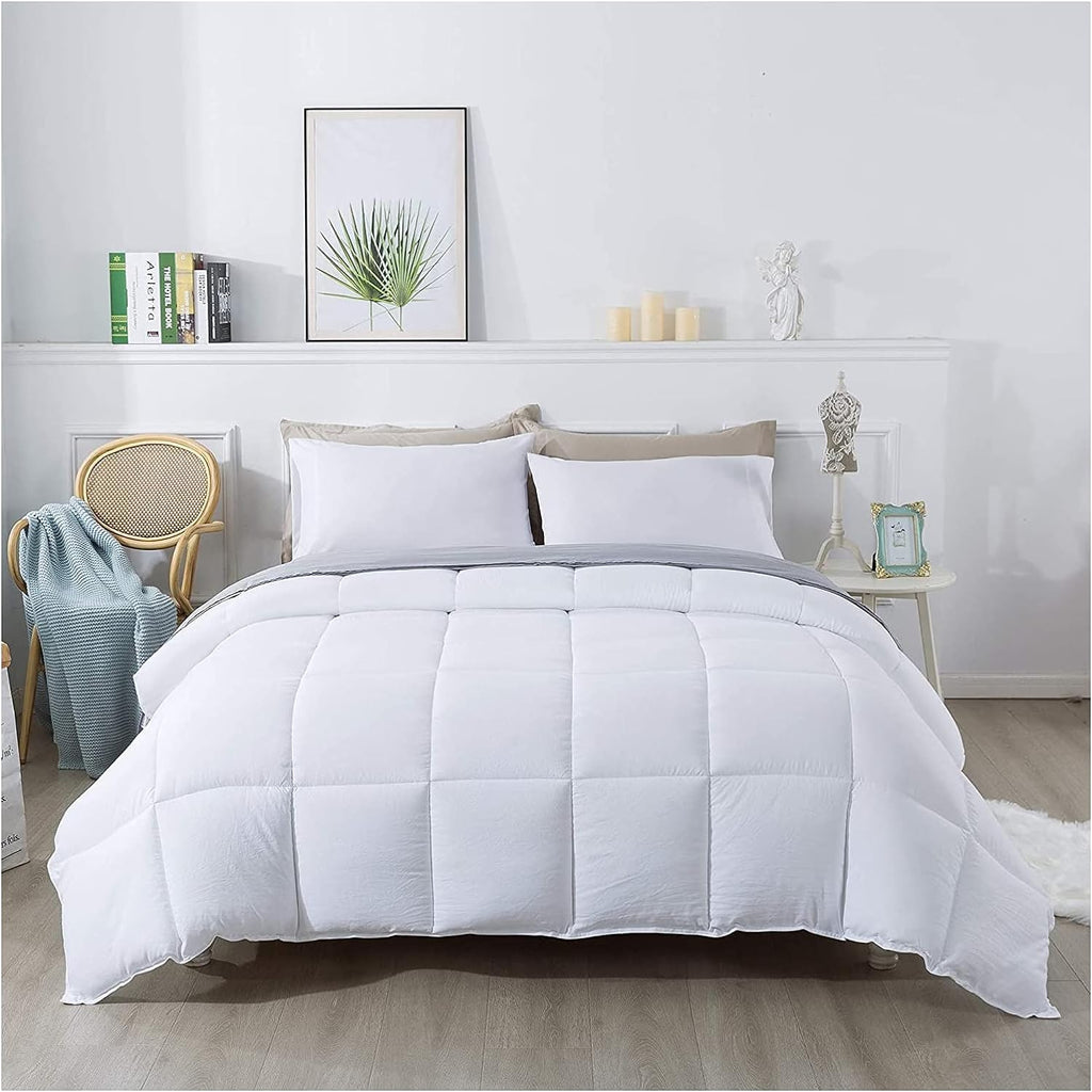 Olivia Rocco 1 Piece 1000 Thread Count Comforter Oversized Queen Size (98' x 98') Inch 100% Egyptian Cotton Comforter 400 GSM Soft Quality - White Solid