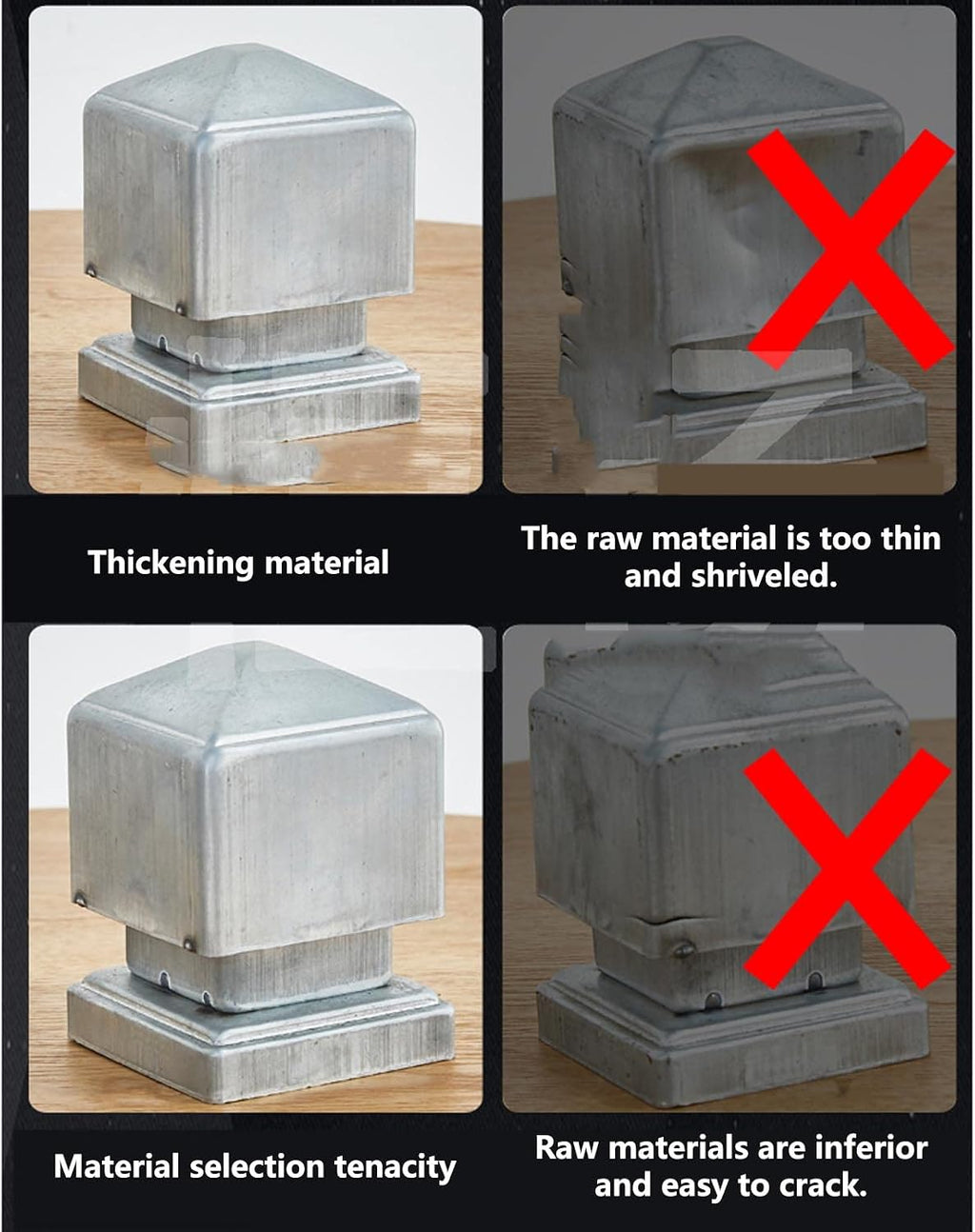 Post Cap 4 Pack Fence Post Caps, Aluminum Deck Cap Cover for Outdoor Garden Fences, Lamp, Mailbox Posts Patio Decoration,120x120mm