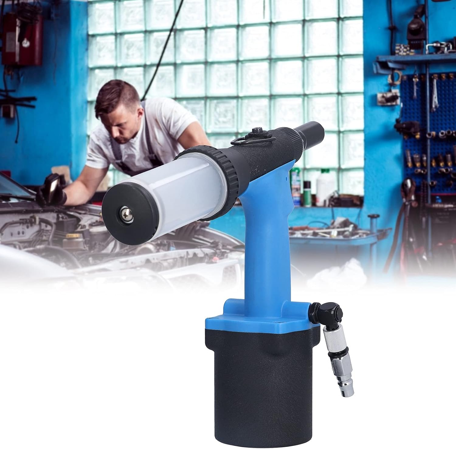 Pneumatic Rivet Gun KV - 7081X, Air Riveting Tool with 18.0KN Pulling Force, Self - Priming Hydraulic Design for 2.4-4.8mm Aluminum Iron Stainless Steel Rivets,