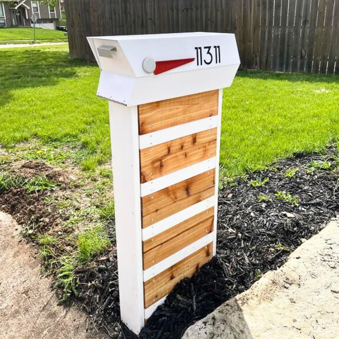 modbox USA Mid-Century Modern Curbside Mailbox | Solid Color (White)