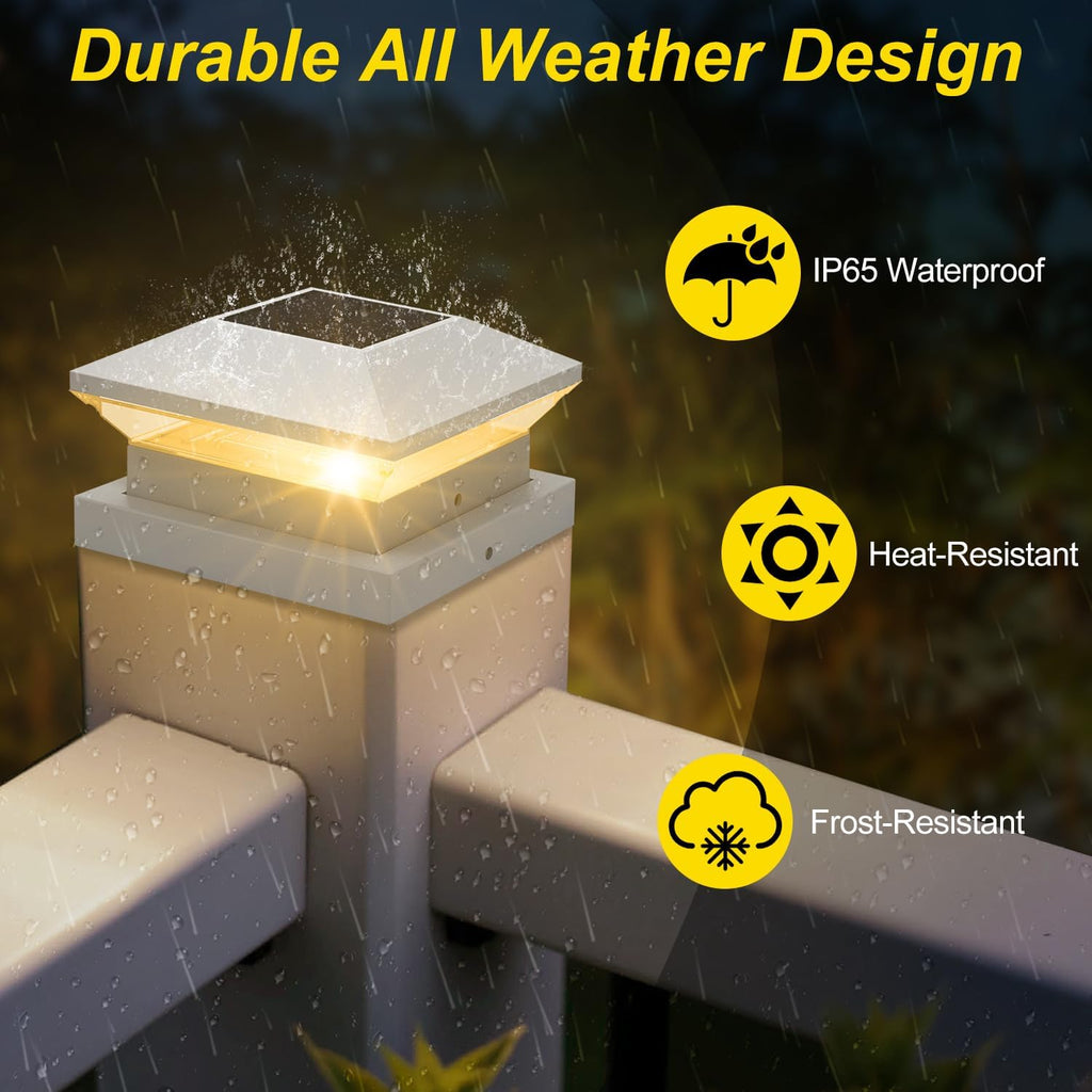 T-SUN Bright Solar Powered Fence Post Cap Lights 18 Pack – for Vinyl (4x4/5x5) & Wooden (3.5x3.5/5.5x5.5) Posts with Warm/Cool White for Mailbox, Patio, Porch