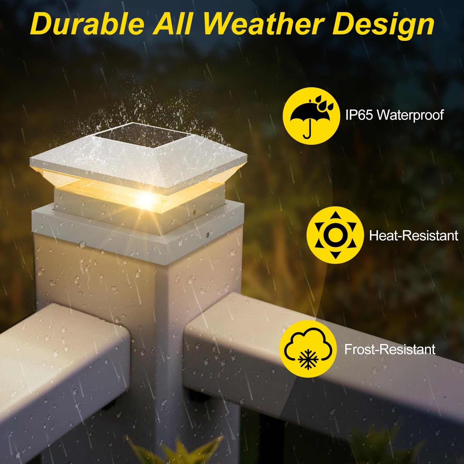 T-SUN Bright Solar Powered Fence Post Cap Lights 18 Pack – for Vinyl (4x4/5x5) & Wooden (3.5x3.5/5.5x5.5) Posts with Warm/Cool White for Mailbox, Patio, Porch