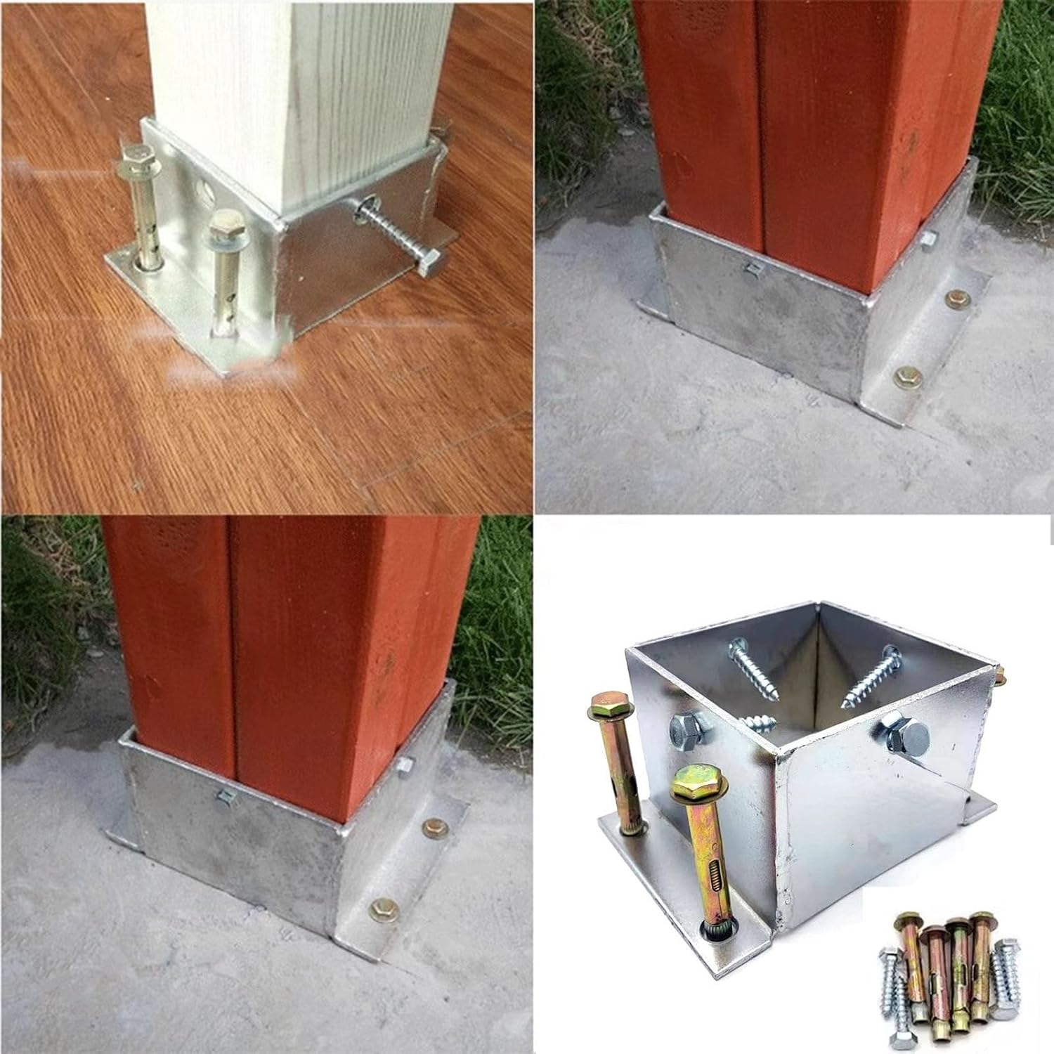 Stainless Steel Wood Fence Post Anchor Base - Square Railing Post Supports with Screws(60x60mm)