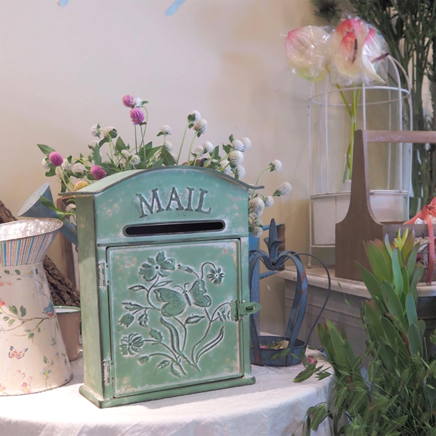 MELPHI Vintage Mailbox, Mailboxes for Outside Wall-Mounted, Metal Mailbox, Mail Manager for Mail/Newspaper/Post/Letter/Magazine, Easy to Install