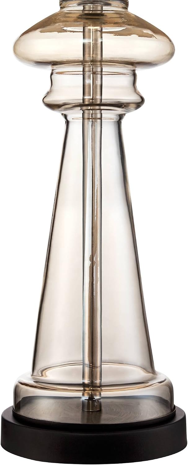 360 Lighting Dalia Traditional Country Cottage Table Lamps 27' Tall Set of 2 Clear Champagne Glass Taupe Tapered Drum Shade for Bedroom Living Room House Bedside Nightstand Office Family