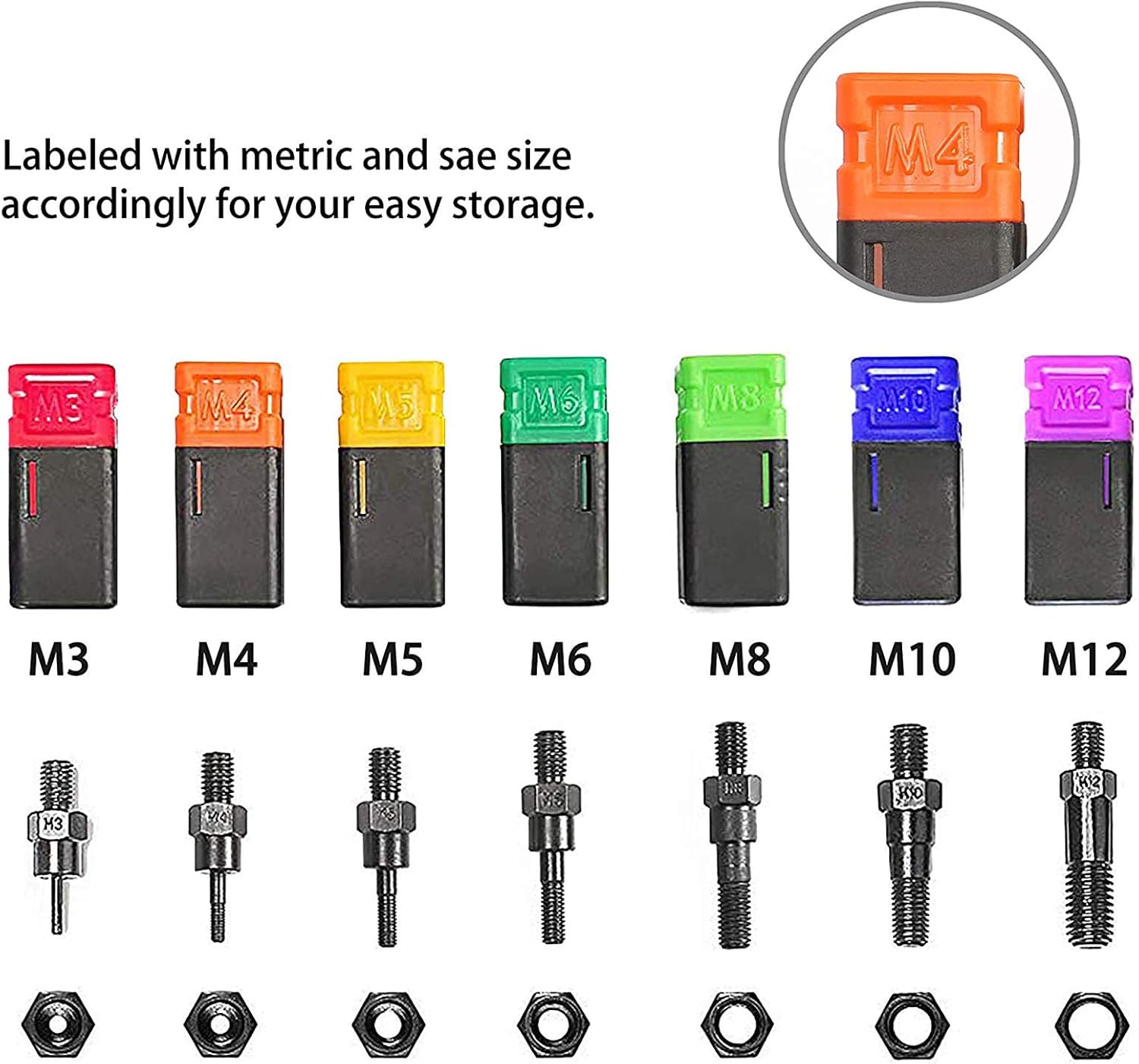 11' Rivet Gun Set, Hand Rivet Nut Gun Rivet Nut Thread Setter Kit Riveting Tools with M3- M12 Nut Setting System for Metal, Wooden And Plastic