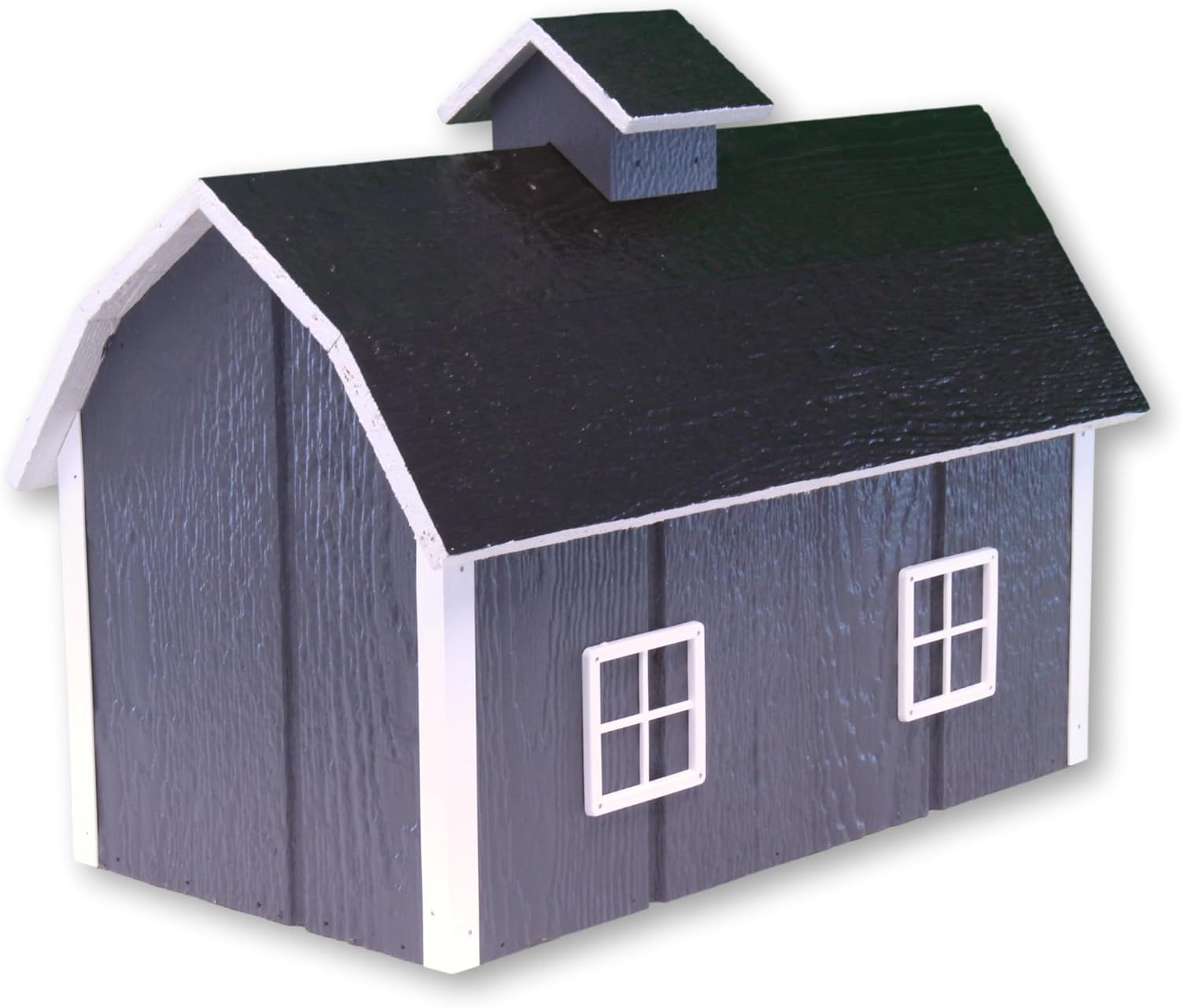 Deluxe Wooden Mailbox, Post Mount, Dutch Barn Style (Dark Gray and White)
