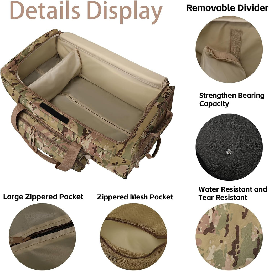 120L 3-Wheel Rolling Duffle Bag - Heavy Duty Military Deployment Bag, Durable Wheeled Duffle Luggage for Travel, Camping & Outdoor Adventures