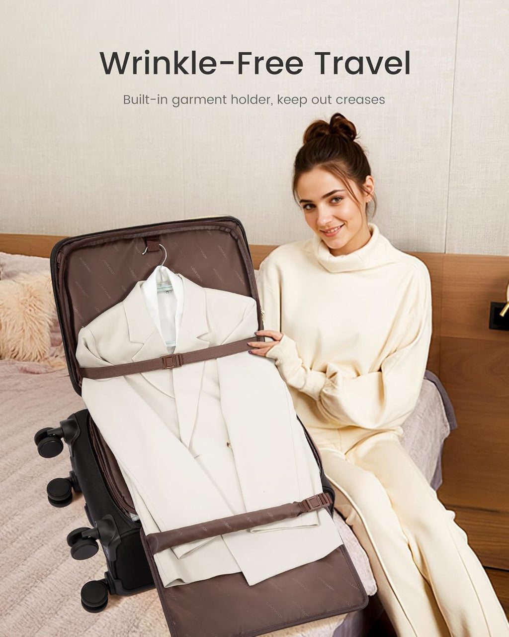 LOVEVOOK Carry on Luggage 22x14x9 Airline Approved with Garment Bag & Spinner Wheels, 22 Inch Large Rolling Suitcase with TSA Lock, Softside Lightweight Underseat Carryon Luggage for Women Travel, 49L