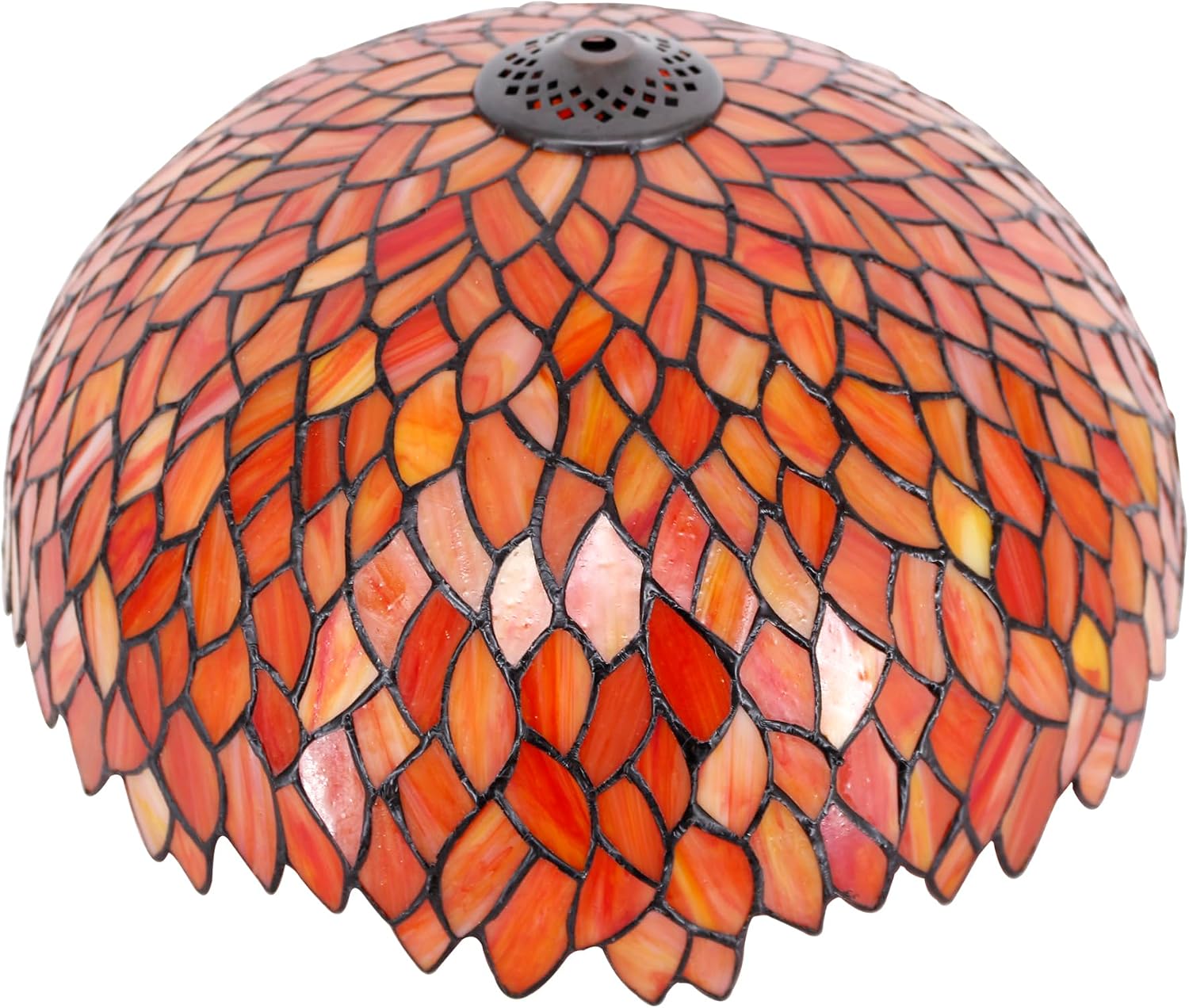 Large Tiffany Lamp Shade Replacement Only 16Inch Stained Glass Lampshade Fit For Table Lamps FLoor Lamp Ceiling Fixture Pendant Hanging Light Home Office Decoration (Wisteria Red Orange)
