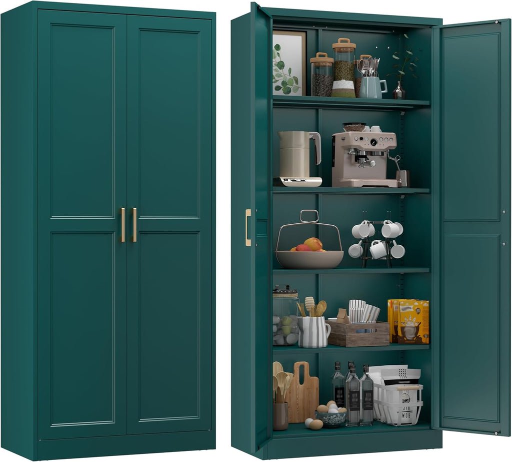 71' Metal Tall Kitchen Pantry Cabinet,Storage Cabinet with Doors and Adjustable Shelves,Modern Kitchen Hutch Cabinet,Freestanding Cupboard for Dining Living Room