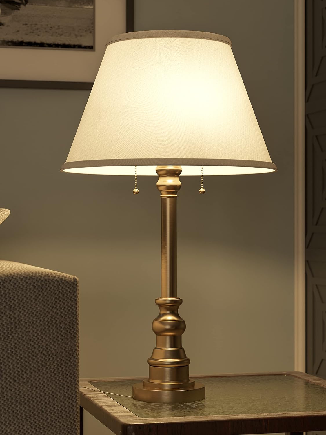 Kenroy Home Spyglass Table Lamp with Antique Brass Finish, Classic Style, 30.5' Height, 17' Width, 17' Depth