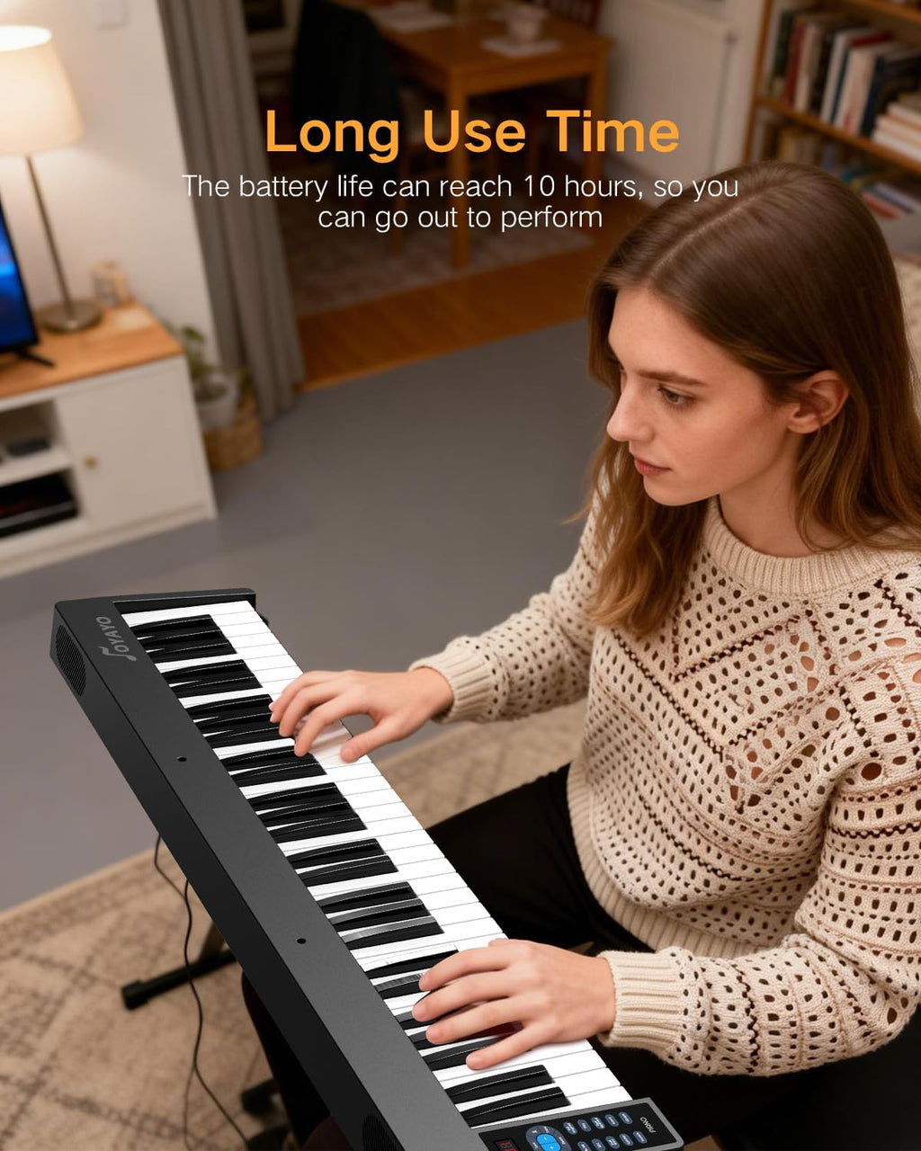 Folding Piano 61 Key, Foldable Sensitive Electric Piano for Beginners, Portable Piano Keyboard with Sheet Music Stand, Bag, Pedal