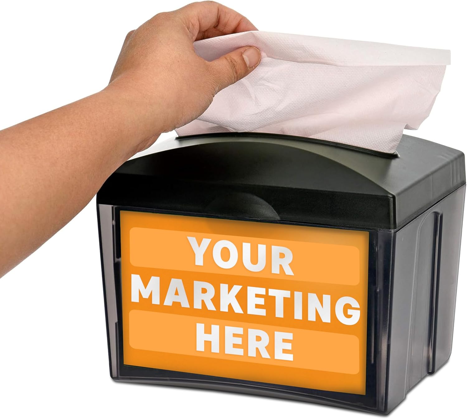 Alpine 6 Pack Tabletop Commercial Napkin Dispenser Restaurant Napkin Holder for Interfold Napkins with 2 Side Marketing Space Insert for Restaurants, Cafeterias, Food Trucks, Clubs - Black