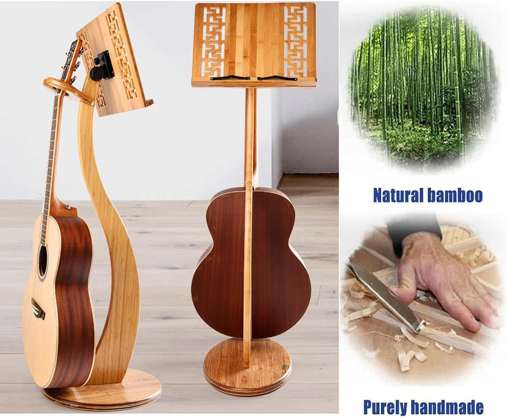 Wooden Guitar Stand,Bamboo Sheet Music Stands,Guitar Violin Music Stand,Music Book Stand,Conductor Music Stand,for Performence, Guitar, Ukulele, Violin Players