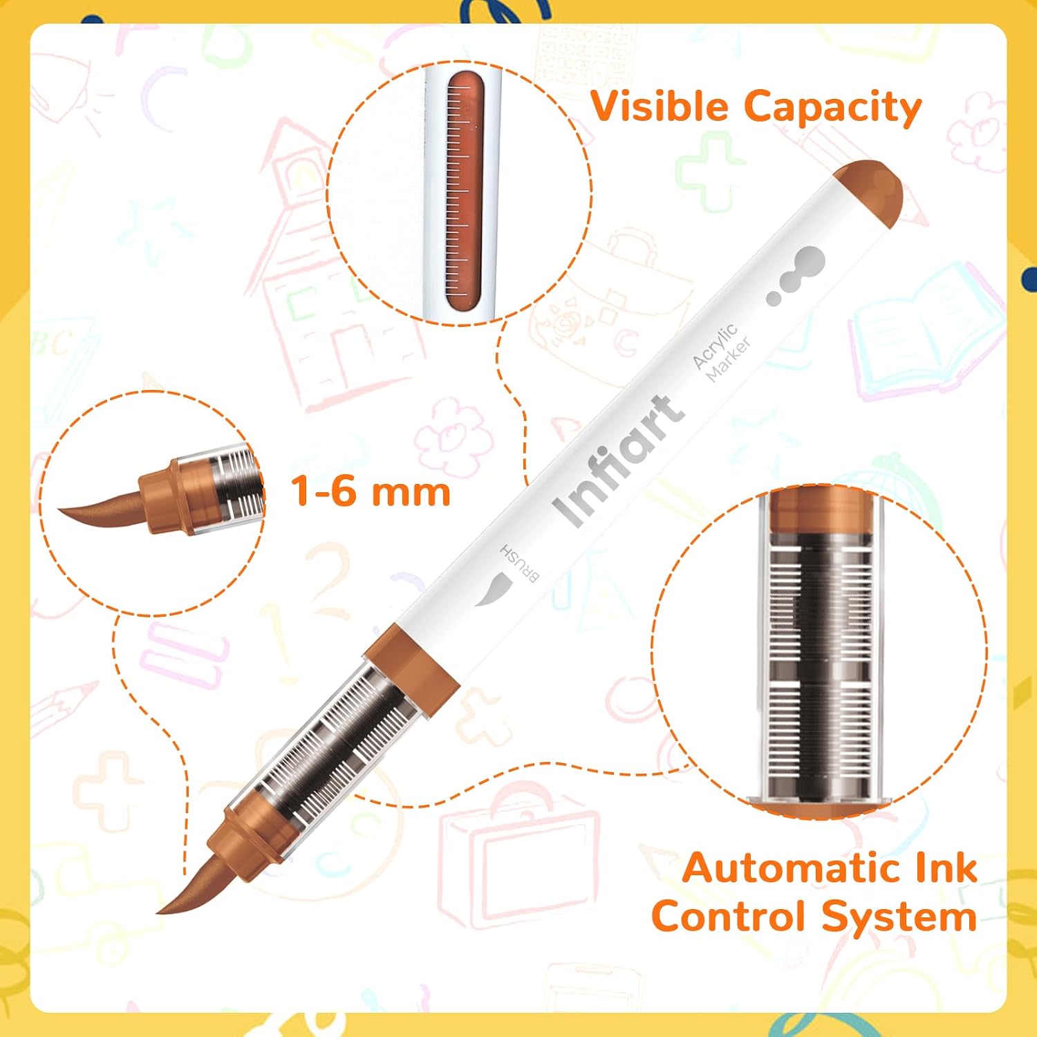 288 Colors Acrylic Paint Markers Brush Tip, Automatic Ink Control Acrylic Paint Pens Waterproof Acrylic Markers Set for Holiday Decorations, Stone, Wood, Glass, DIY & Art Supplies