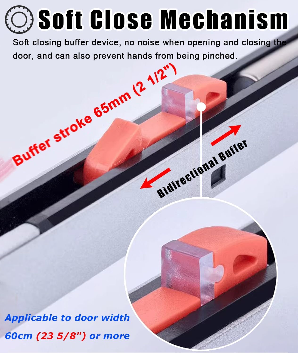 Kunovo Soft Close Aluminum Sliding Door Track, Kitchen Wood Door Top Hung Rail Kit, Bypass Barn Door Hardware/Closet Pocket Door Sliding Track Set(Silver,1.9m(6.2ft))
