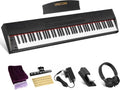 UISCOM 88 Key Digital Piano Keyboard for Beginners,Full Size Electric Piano Semi-Weighted Keyboard with Sheet Music Stand,Pedal,Headphone,Power Adapter,USB-MIDI Compatibility,Wood Grain Black