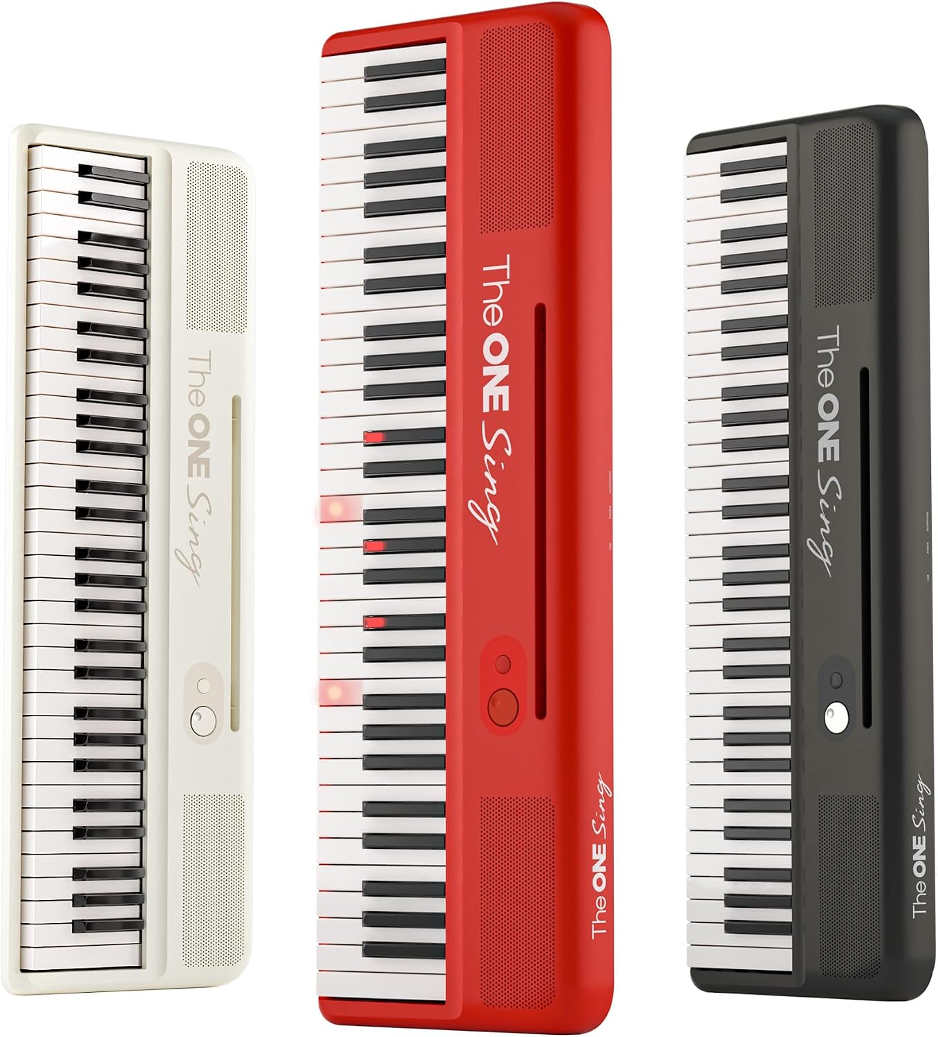 The ONE Keyboard Piano Sing, 61 Keys Piano Keyboard For Singing & Practice with Bluetooth, Sheet Music Stand and Huge Library of Songs for Sing-Along, Electric Piano For Music Lover & Beginner (Red)