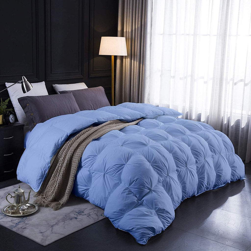 Fluffy & Thick 1500-TC Pinch Pleated Down Comforter Queen Size 88 x 92 Inches 1-Piece All-Season Duvet Insert, 850 GSM Micro Fill with All Side Corner Tabs 100% Egyptian Cotton