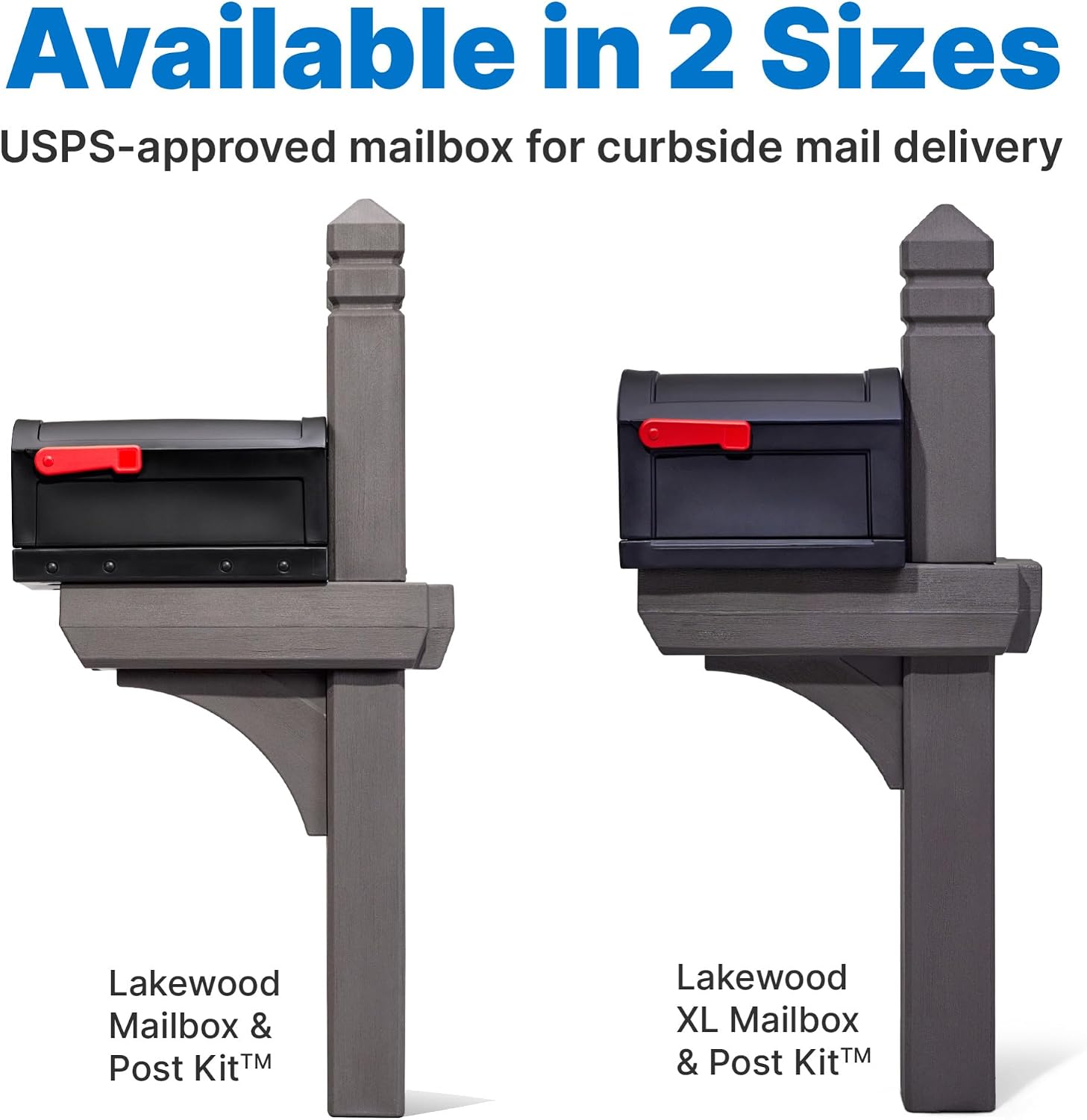 Step2 Lakewood Extra Large Mailbox & Post, Weather Resistant, Large Outdoor Mailboxes, Made of Durable Plastic, Easy to Install, Flag Included, Brown
