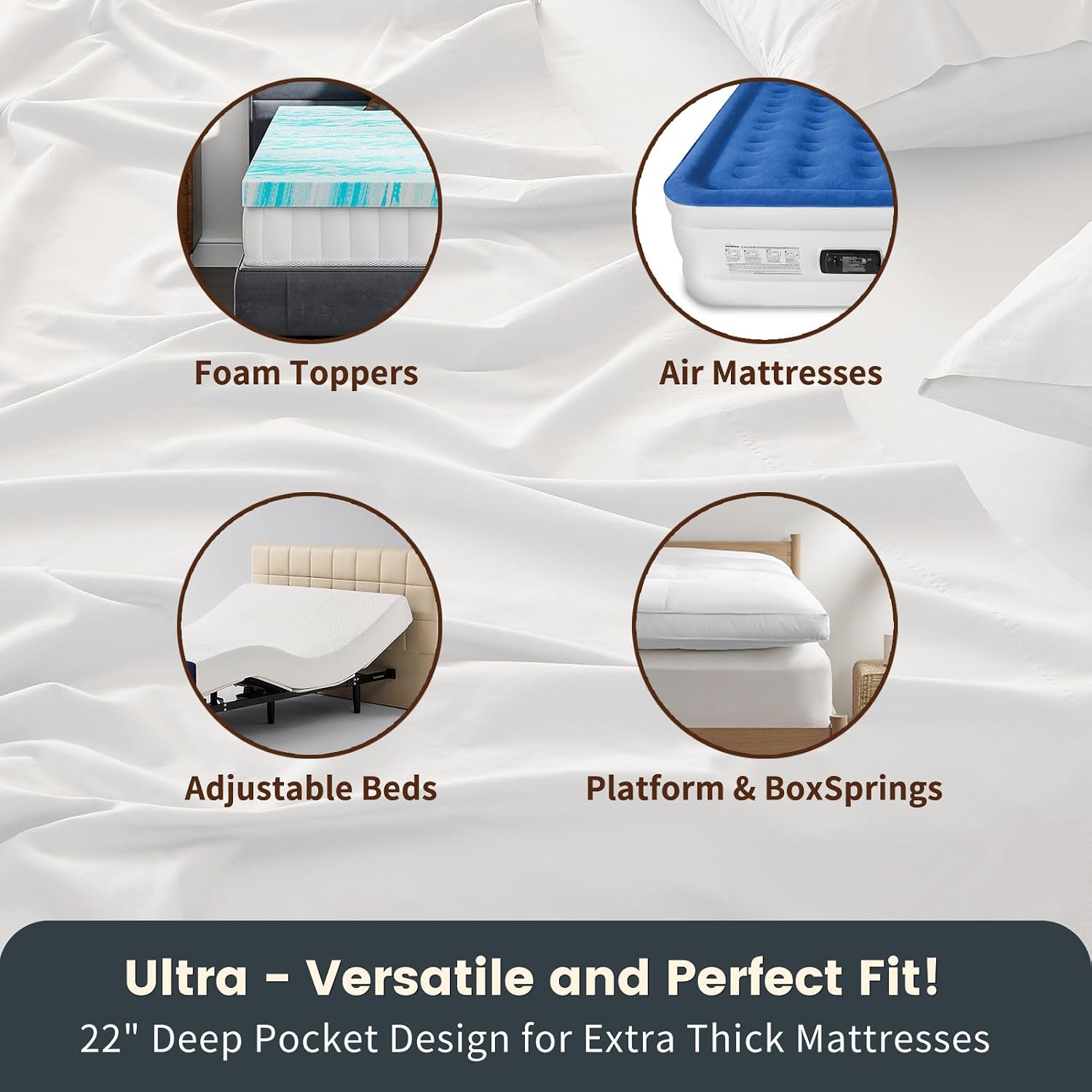 100% Linen Sheet Set King Size Extra Deep Pocket Fits 18-24 Inch Mattress, Breathable & Soft, Smooth 4-Piece Set for Thick Mattresses Hotel Luxury Bedding（King, Light Purple）