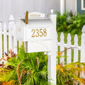 Whitehall Ultimate Mailbox Package, Personalized Large Mailbox with Post and Address Plaque for Outside - White/Gold
